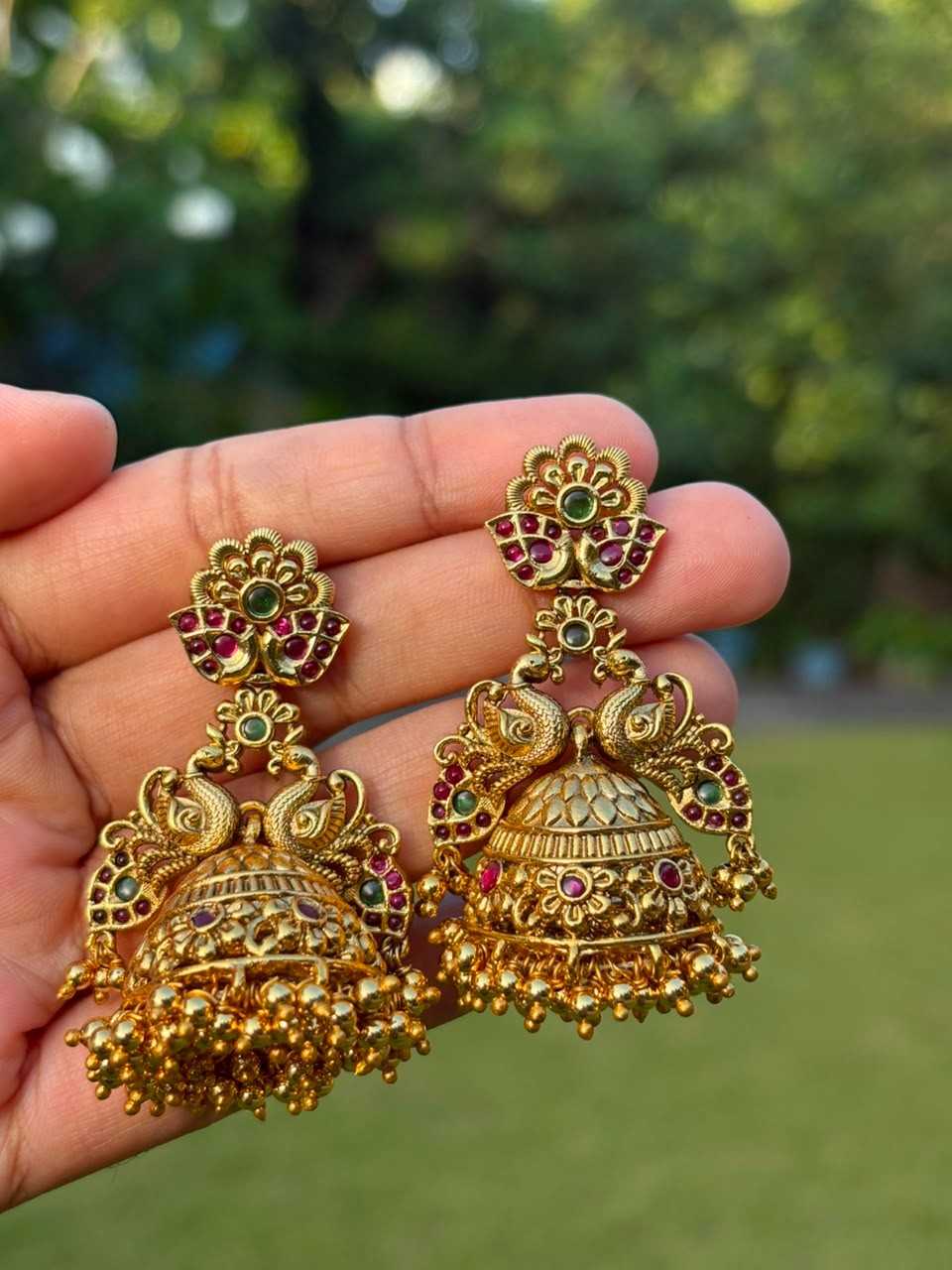 J0220 Peacock Design Bridal Jhumka