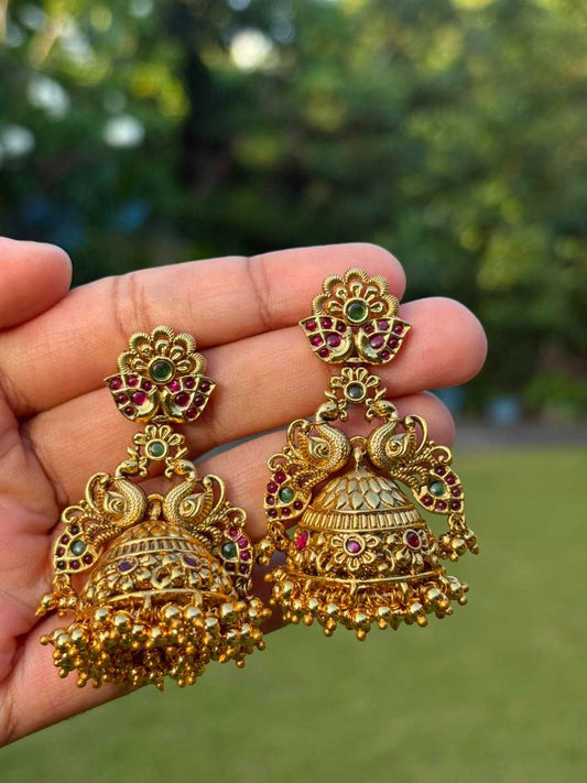 J0220 Peacock Design Bridal Jhumka