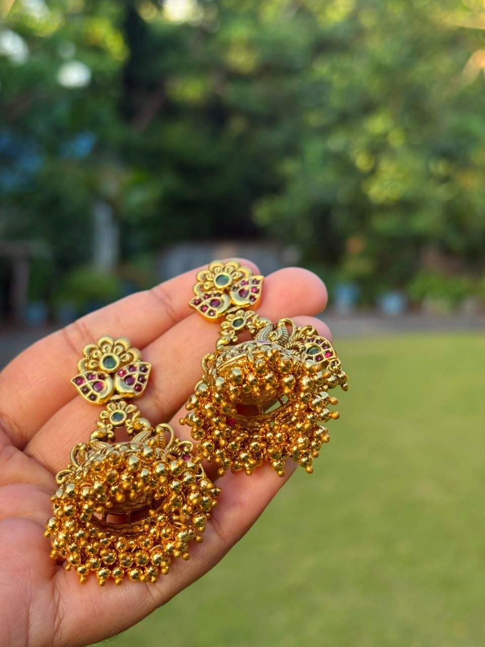 J0220 Peacock Design Bridal Jhumka