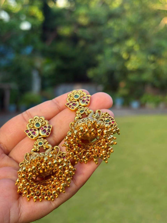 J0220 Peacock Design Bridal Jhumka
