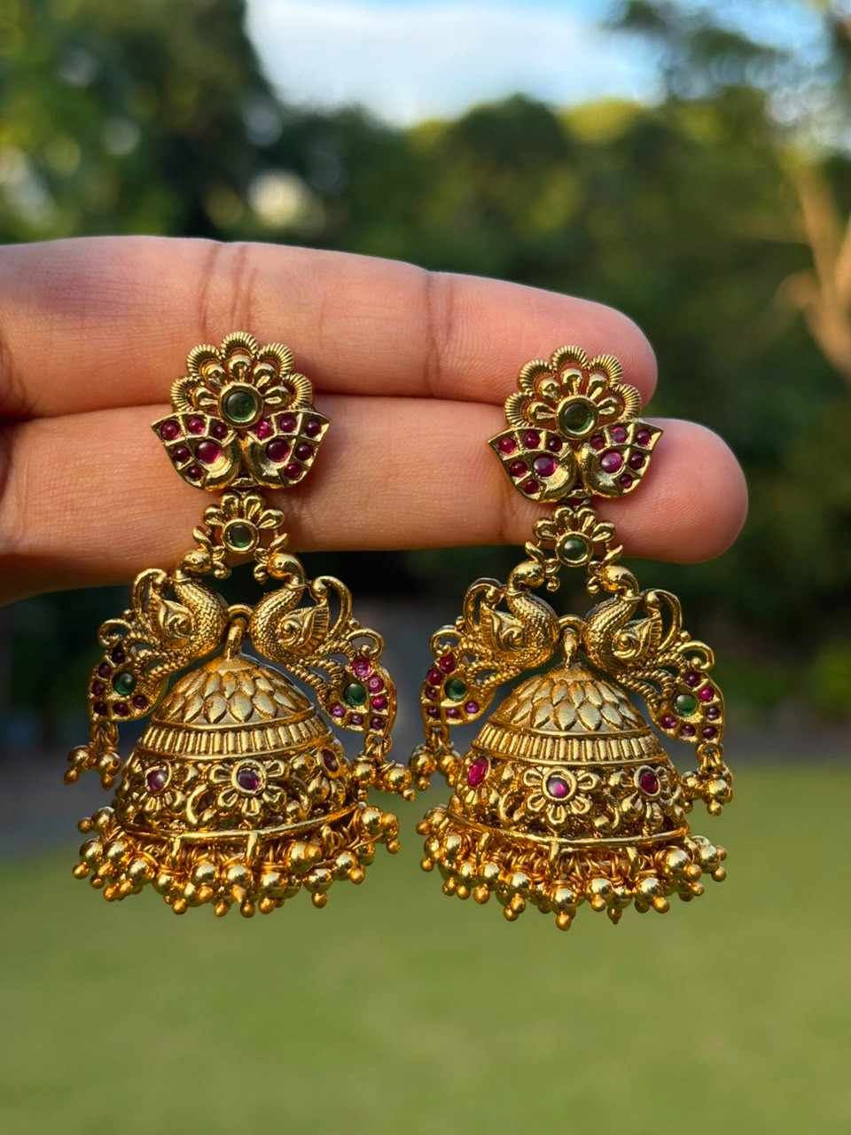 J0220 Peacock Design Bridal Jhumka