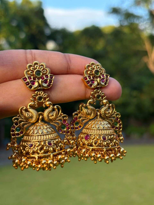 J0220 Peacock Design Bridal Jhumka