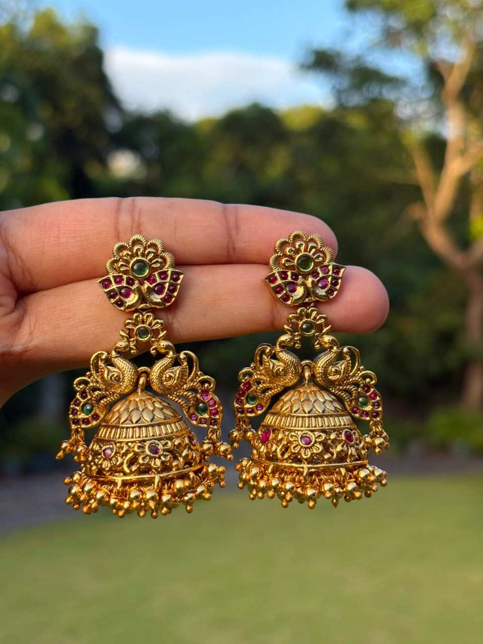 J0220 Peacock Design Bridal Jhumka