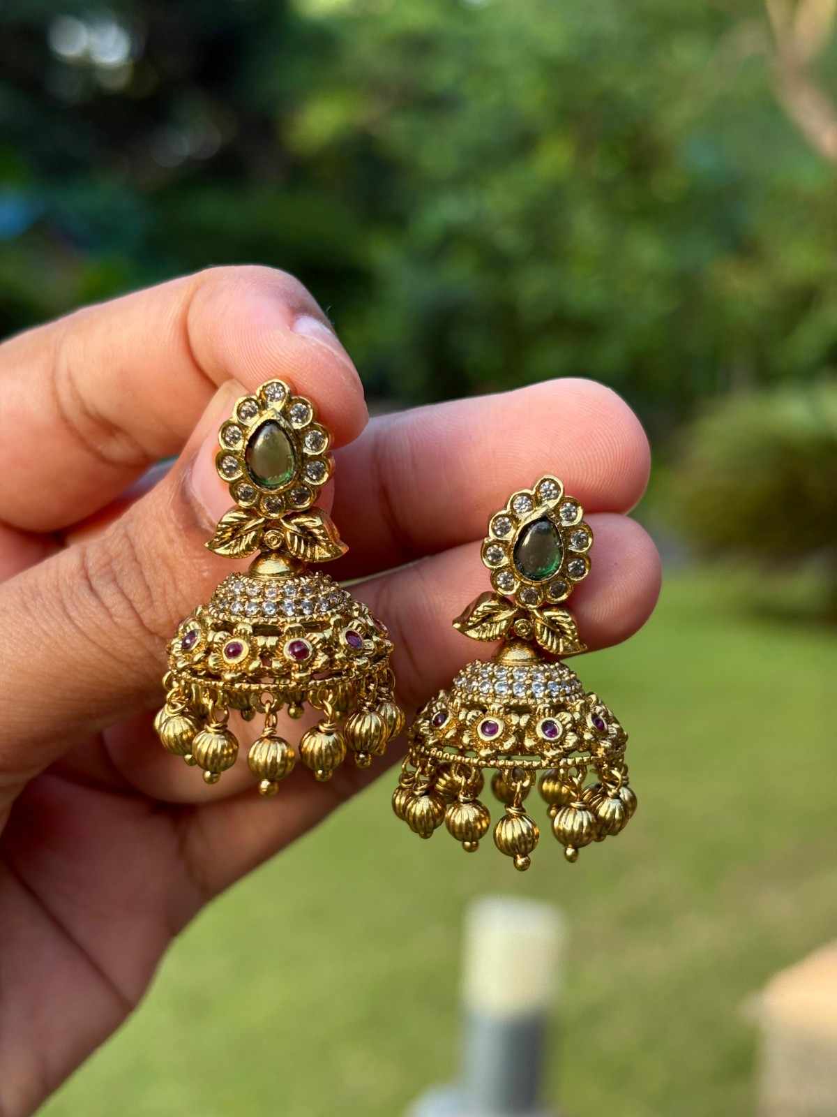 J0219 Green Small Size jhumka