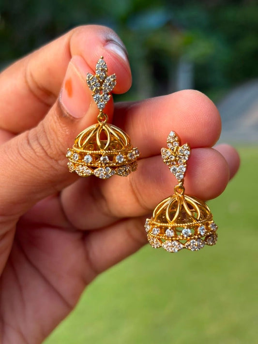 J0222 White Stone Jhumka