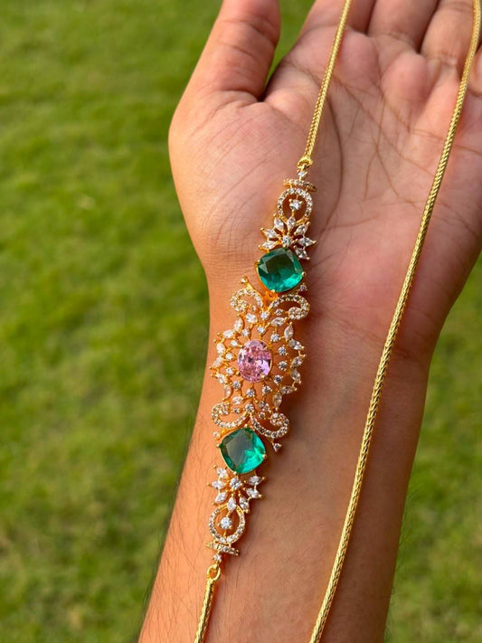 C029 Stone Floral Mogappu Chain 30 inches