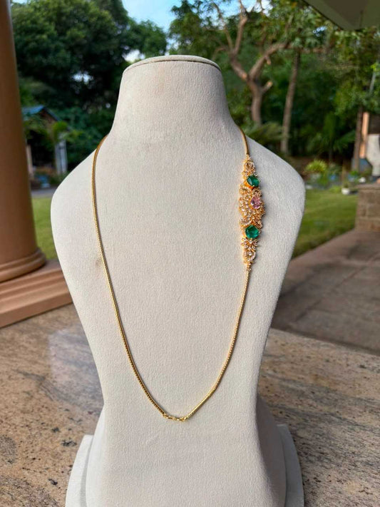 C029 Stone Floral Mogappu Chain 30 inches