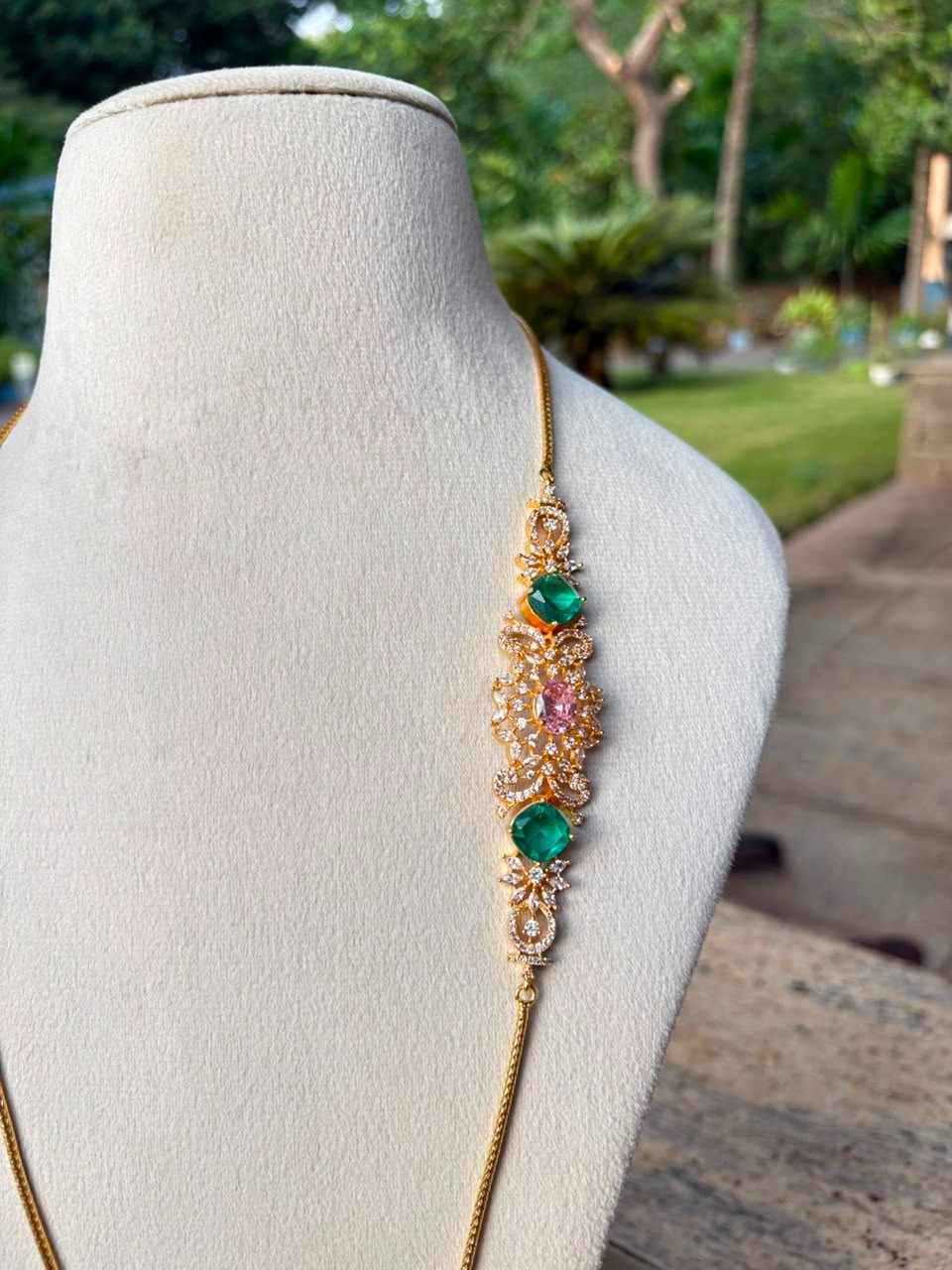 C029 Stone Floral Mogappu Chain 30 inches
