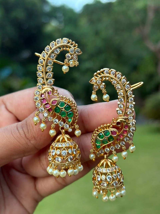 J003 Peacock Earcuff / Bluetooth Jhumka