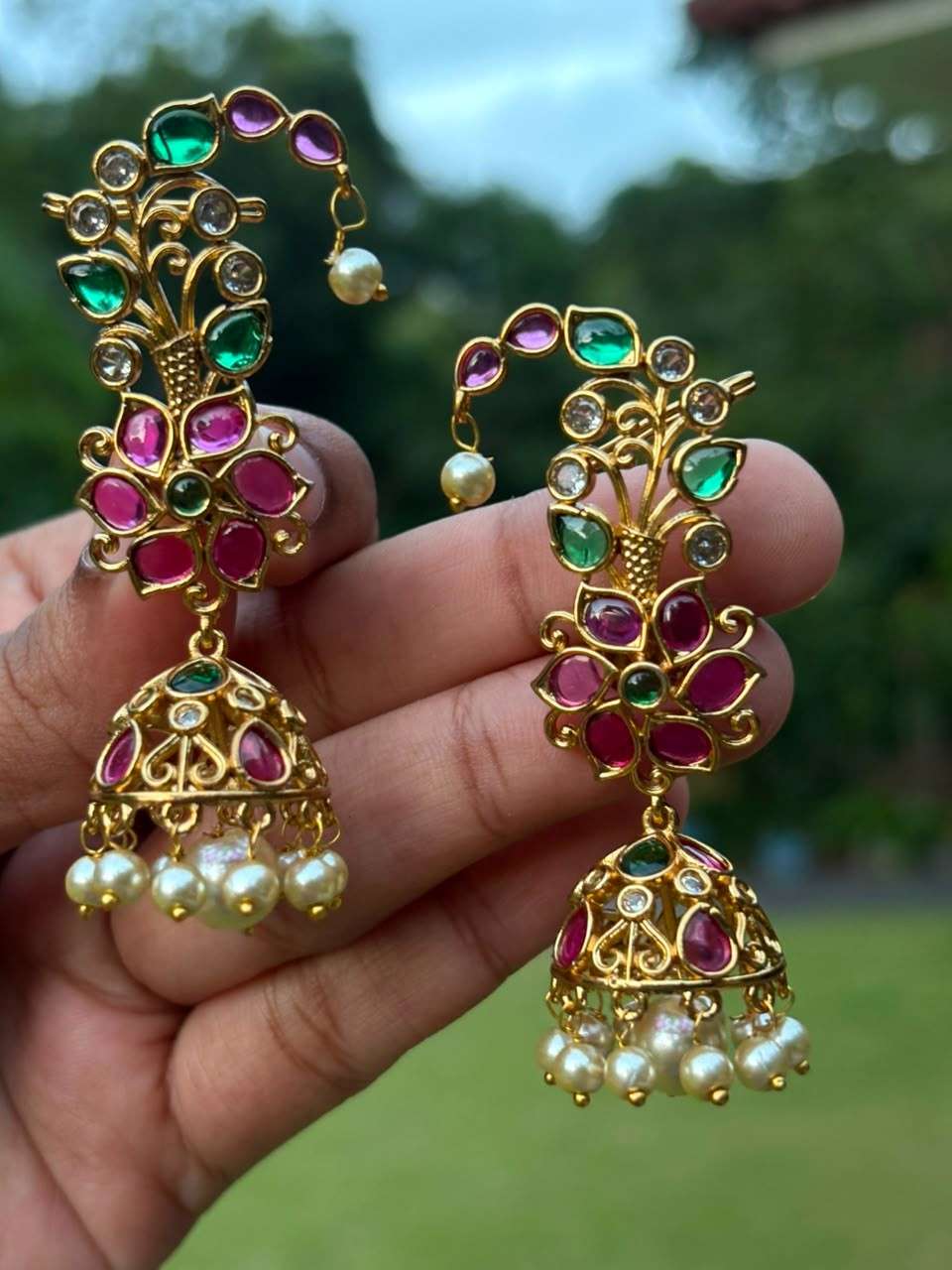 J0022 Floral Earcuff Jhumka