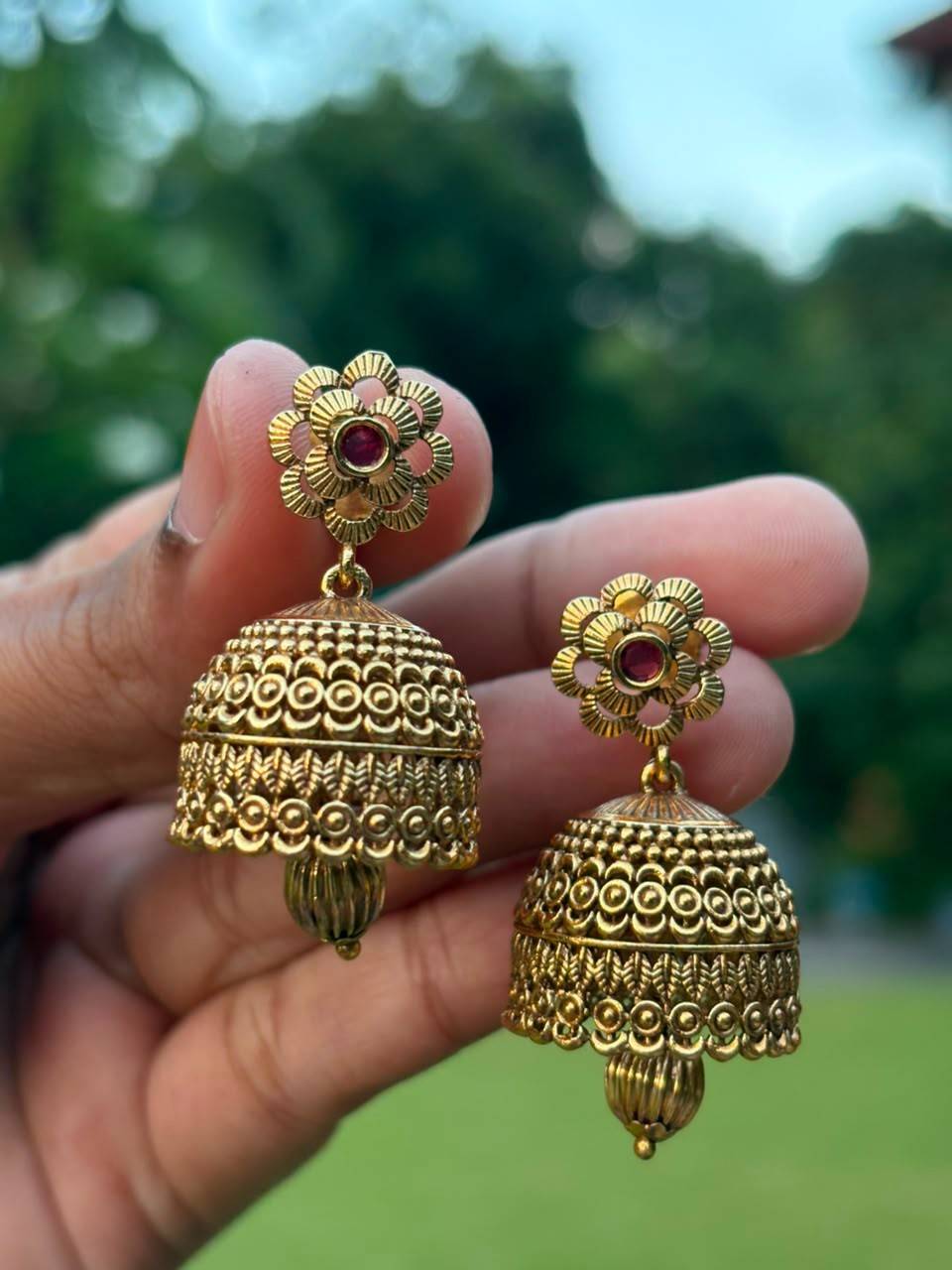 J0015 Floral Antique Jhumka