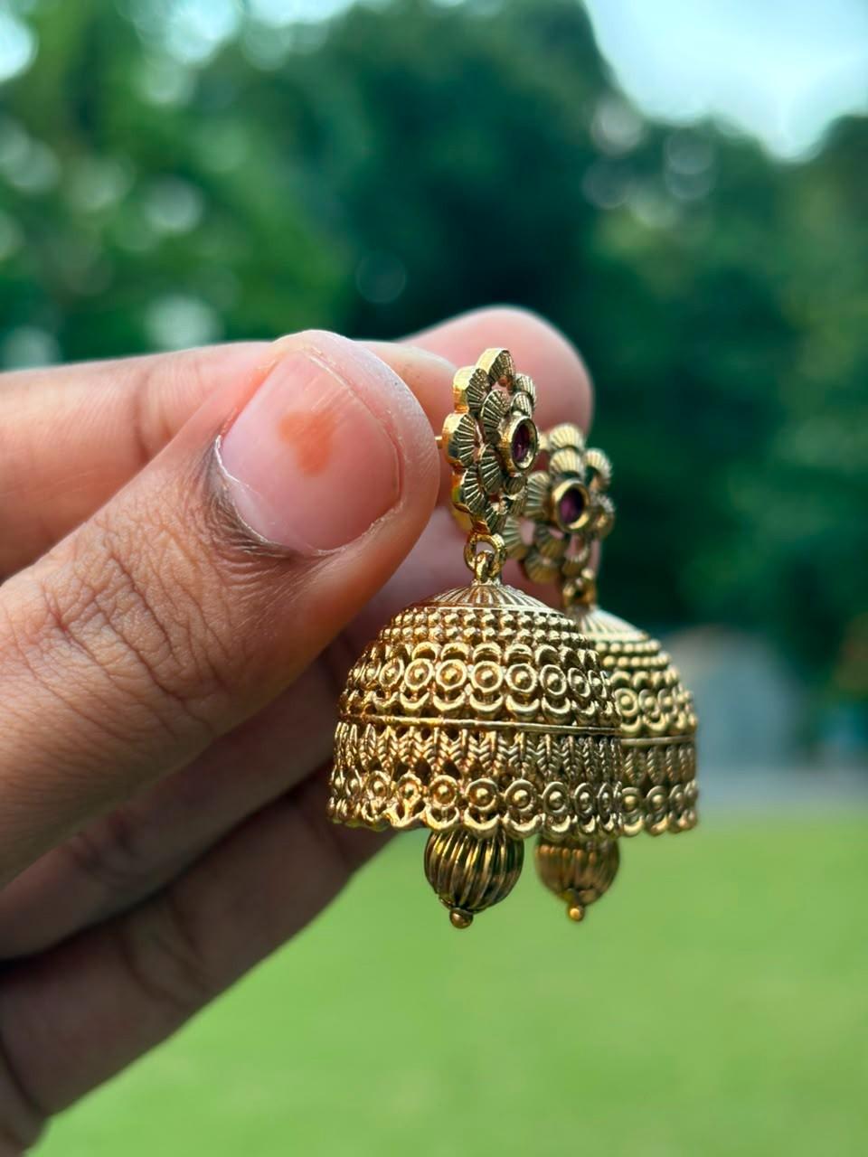 J0015 Floral Antique Jhumka