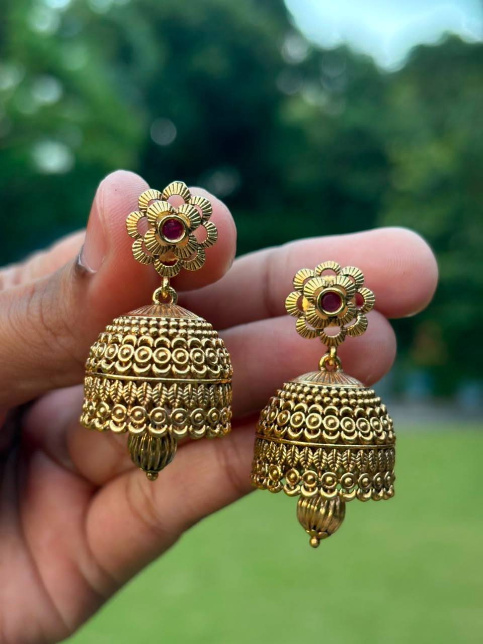 J0015 Floral Antique Jhumka