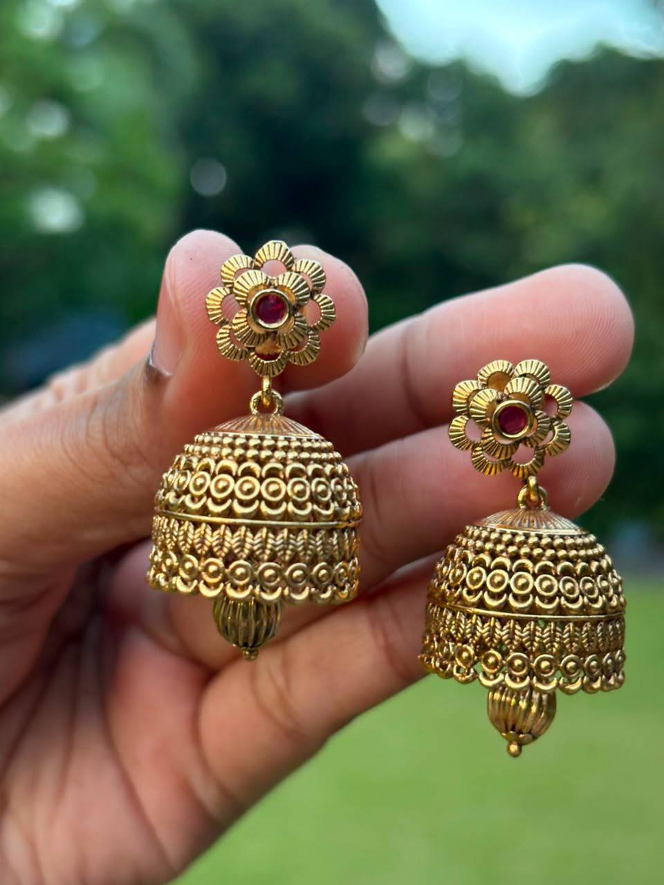 J0015 Floral Antique Jhumka