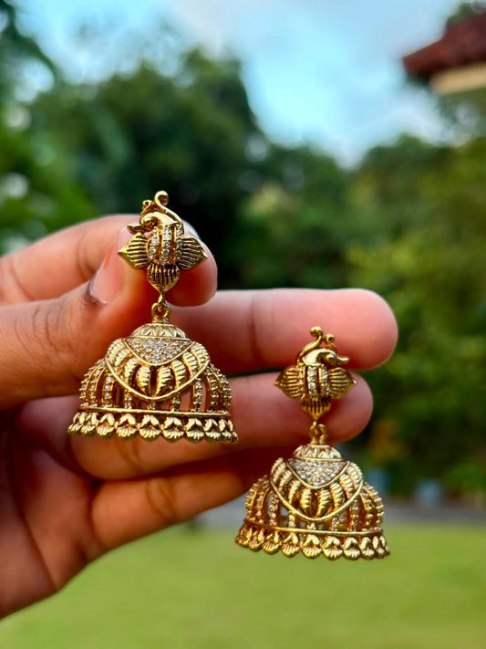 Peacock Design Stone Gold Jhumka J006-CR52