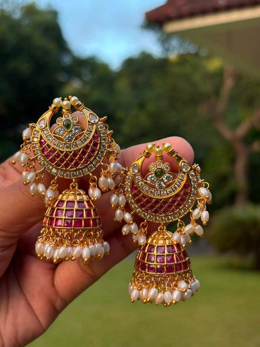 Real Kemp Stone Rich Jhumka J004-CR74