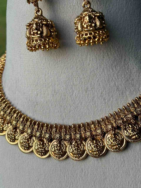 N013 Premium Nagas Nakshi Work Kasu Coin  mala