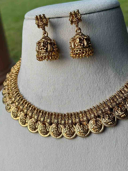 N013 Premium Nagas Nakshi Work Kasu Coin  mala