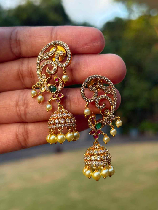 J001 Mayil Thogai AD Stone Jhumka