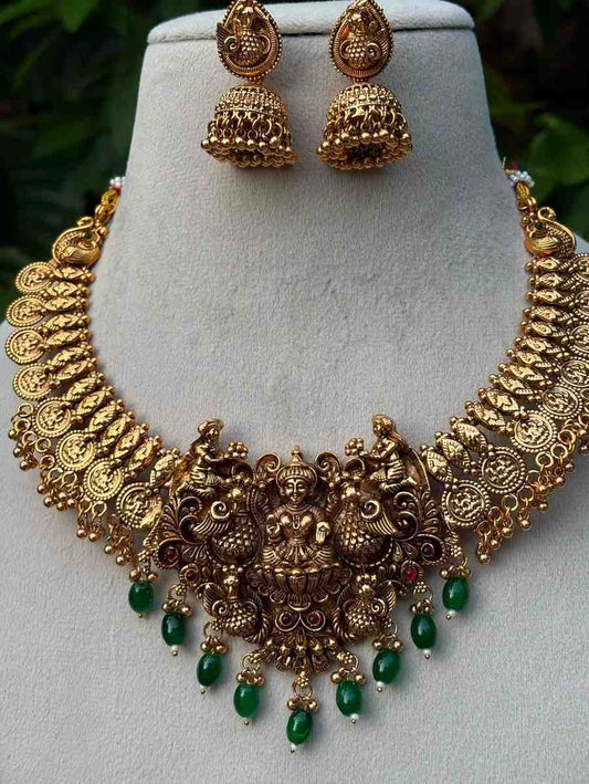 N0196 Traditional Lakshmi Coin kasu Antique necklace