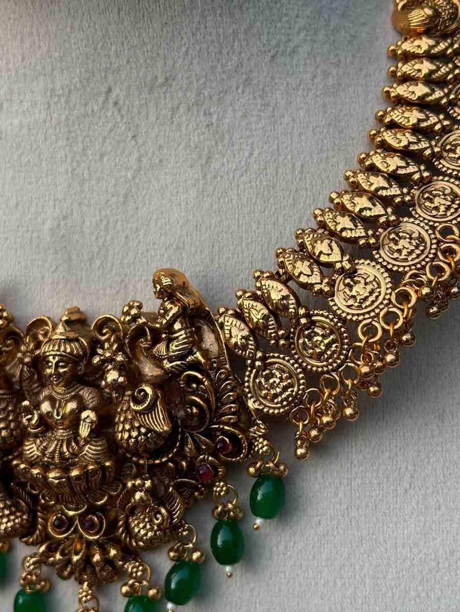 N0196 Traditional Lakshmi Coin kasu Antique necklace