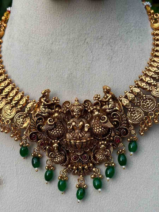 N0196 Traditional Lakshmi Coin kasu Antique necklace
