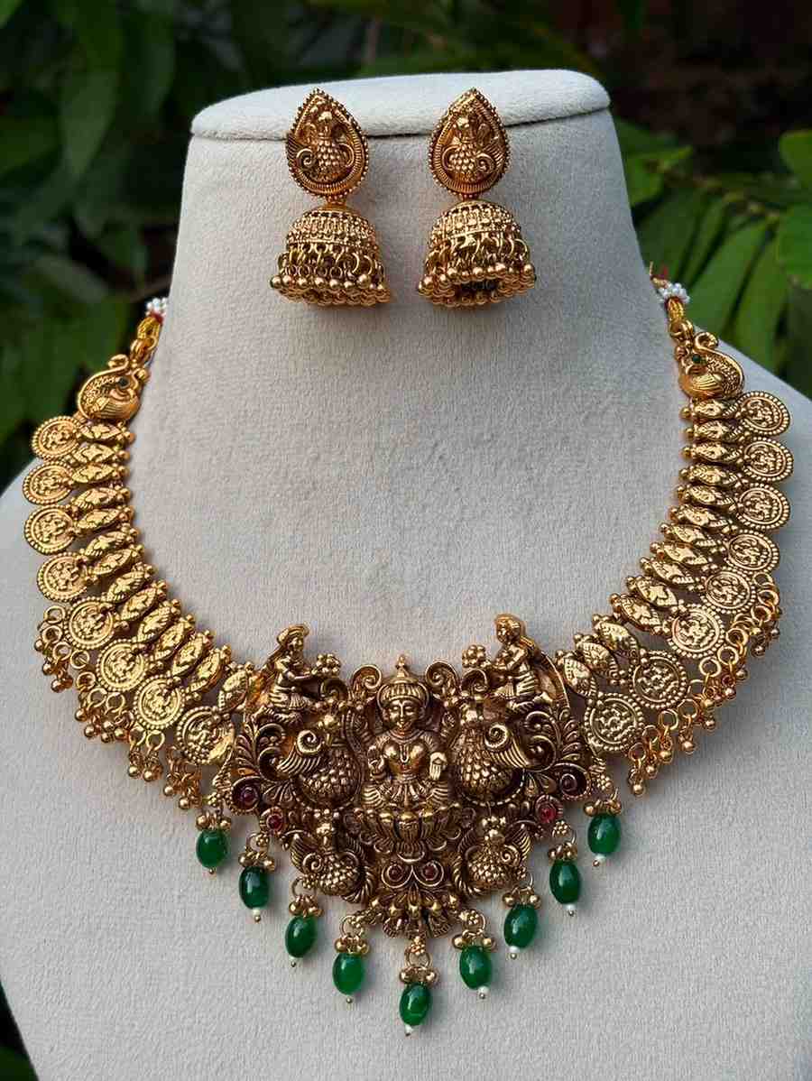 N0196 Traditional Lakshmi Coin kasu Antique necklace