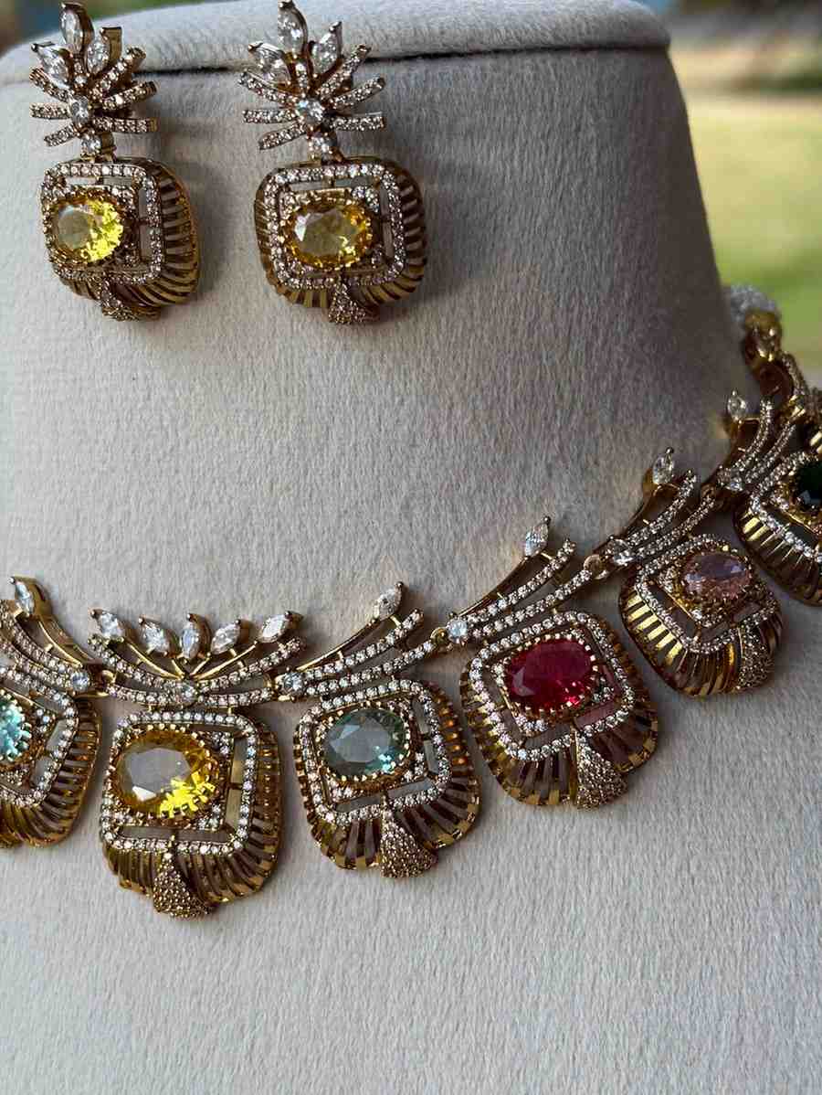 N0127 Navaratnam Multi stone Stone Necklace