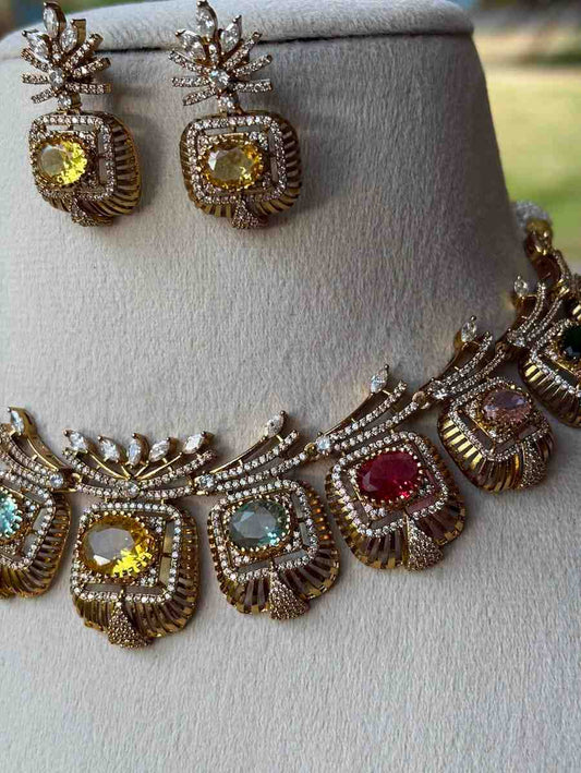 N0127 Navaratnam Multi stone Stone Necklace