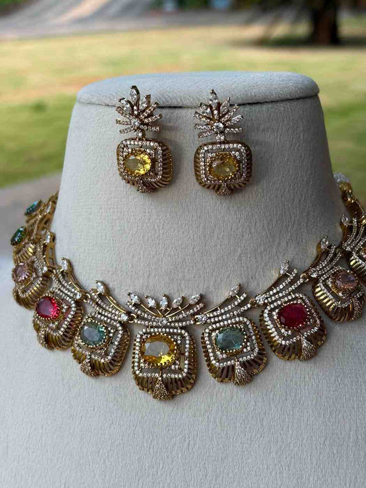 N0127 Navaratnam Multi stone Stone Necklace