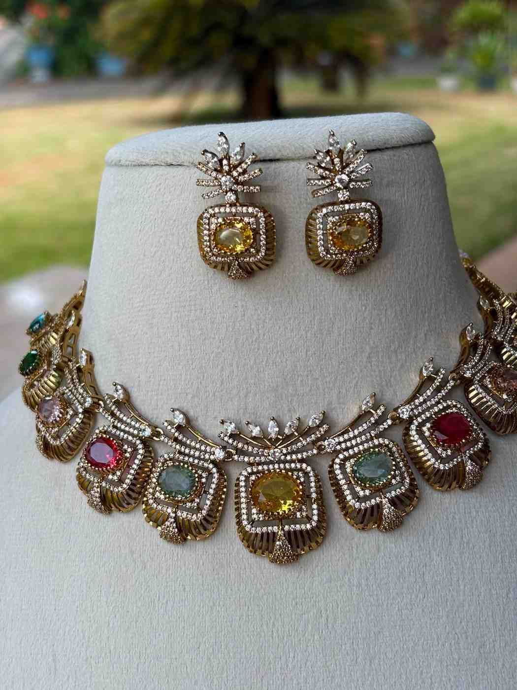 N0127 Navaratnam Multi stone Stone Necklace
