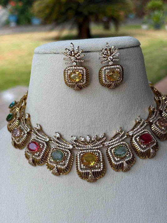 N0127 Navaratnam Multi stone Stone Necklace