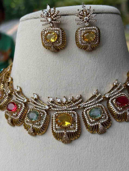 N0127 Navaratnam Multi stone Stone Necklace