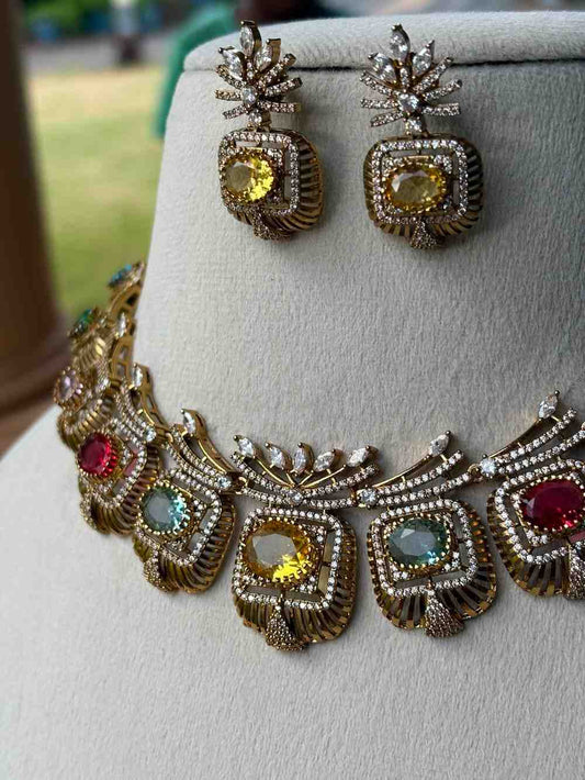 N0127 Navaratnam Multi stone Stone Necklace