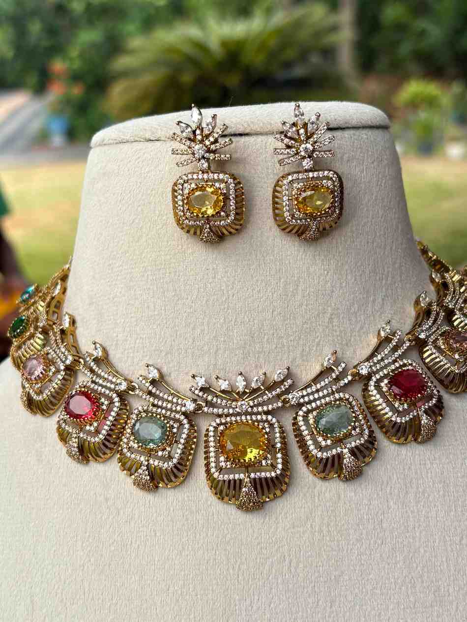 N0127 Navaratnam Multi stone Stone Necklace
