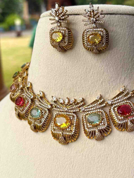 N0127 Navaratnam Multi stone Stone Necklace