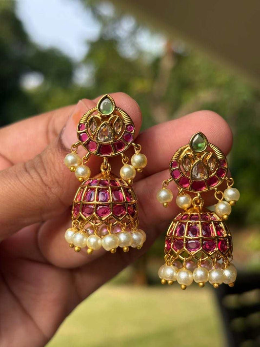 J0224 Ruby stone small size jhumka