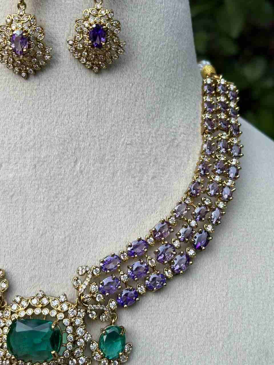 N0332 Statement Sapphire Stone Necklace