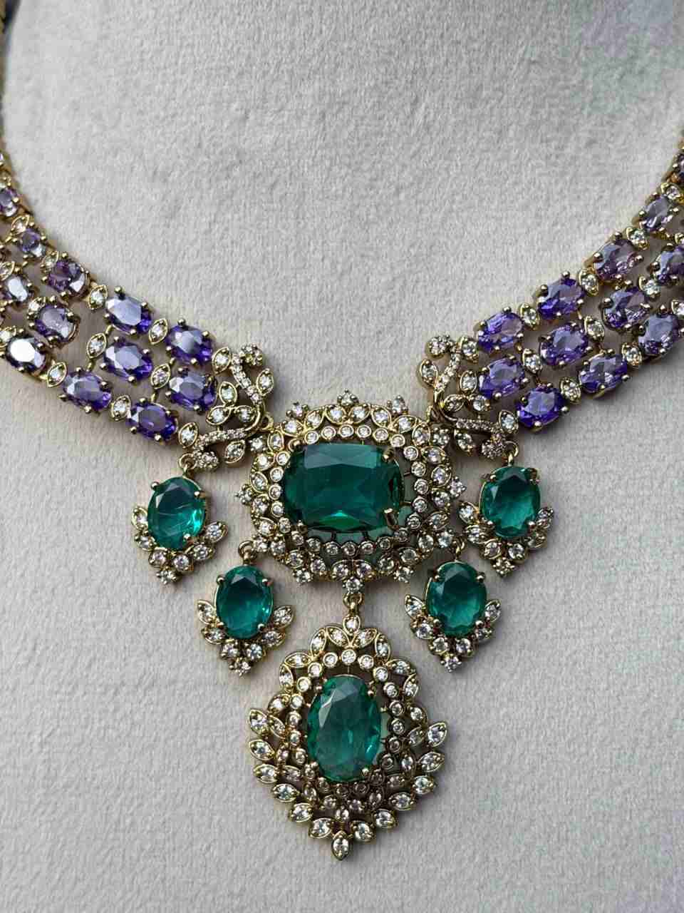 N0332 Statement Sapphire Stone Necklace