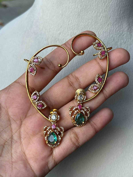 J0225 Floral Ear cuff Earrings