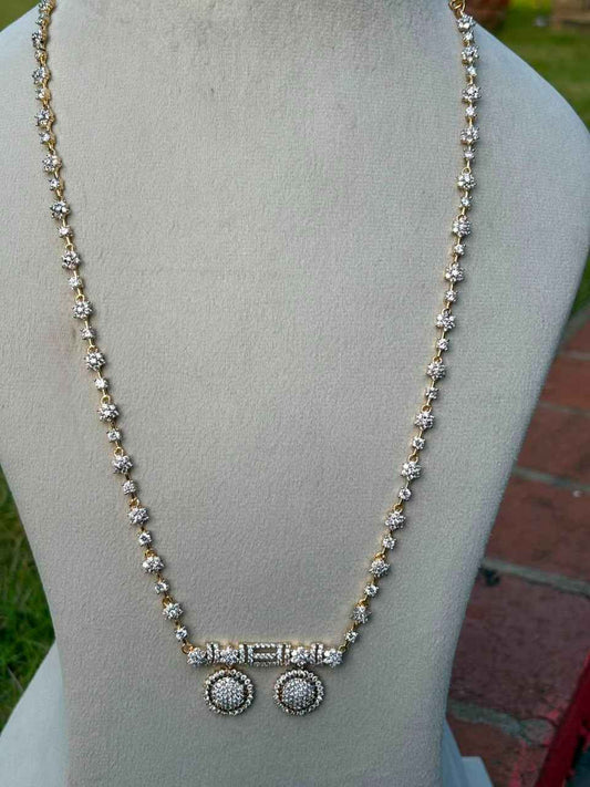 C032 Diamond Thali Chain 28 inches Dual tone GJ Polish