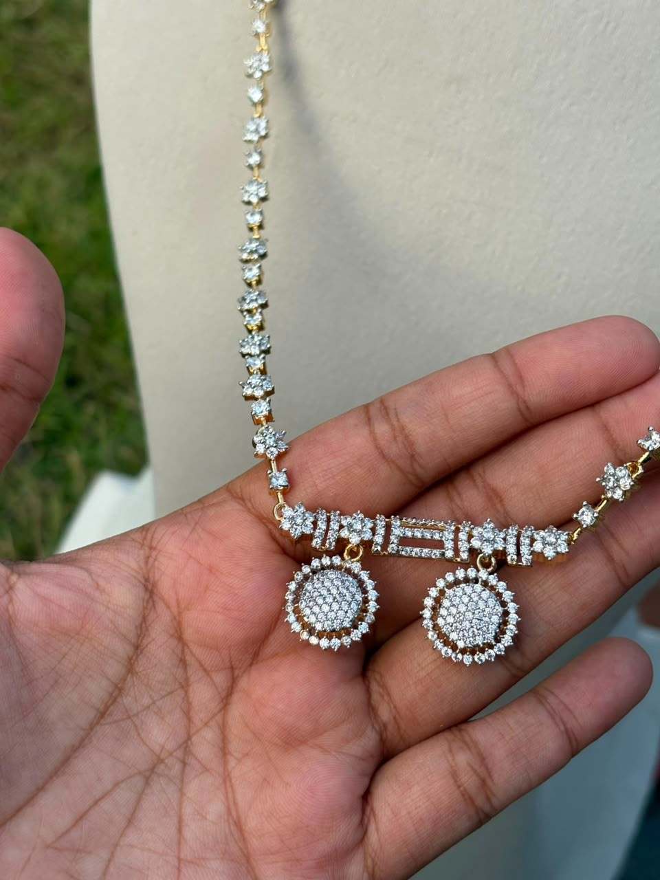 C032 Diamond Thali Chain 28 inches Dual tone GJ Polish