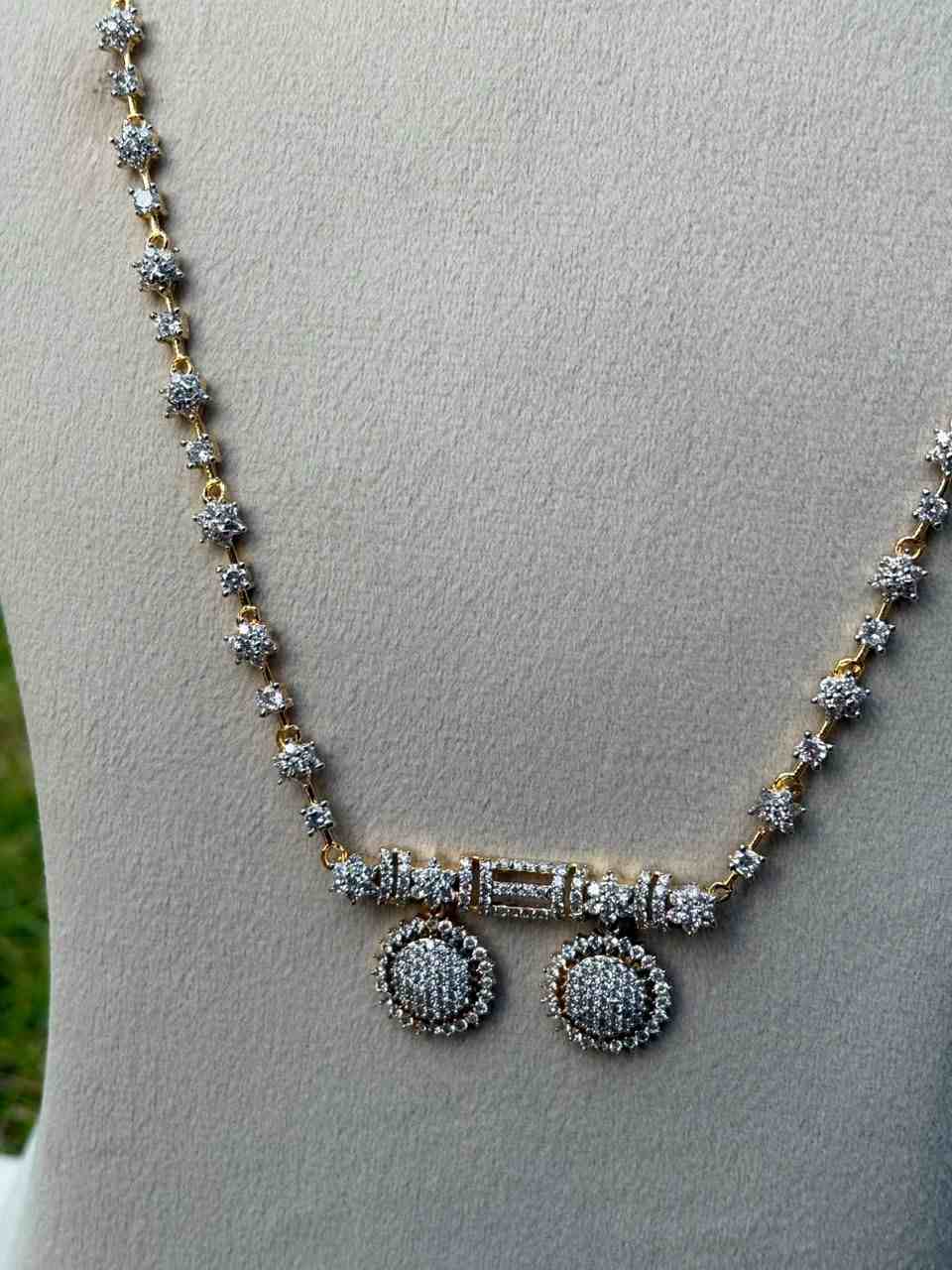C032 Diamond Thali Chain 28 inches Dual tone GJ Polish