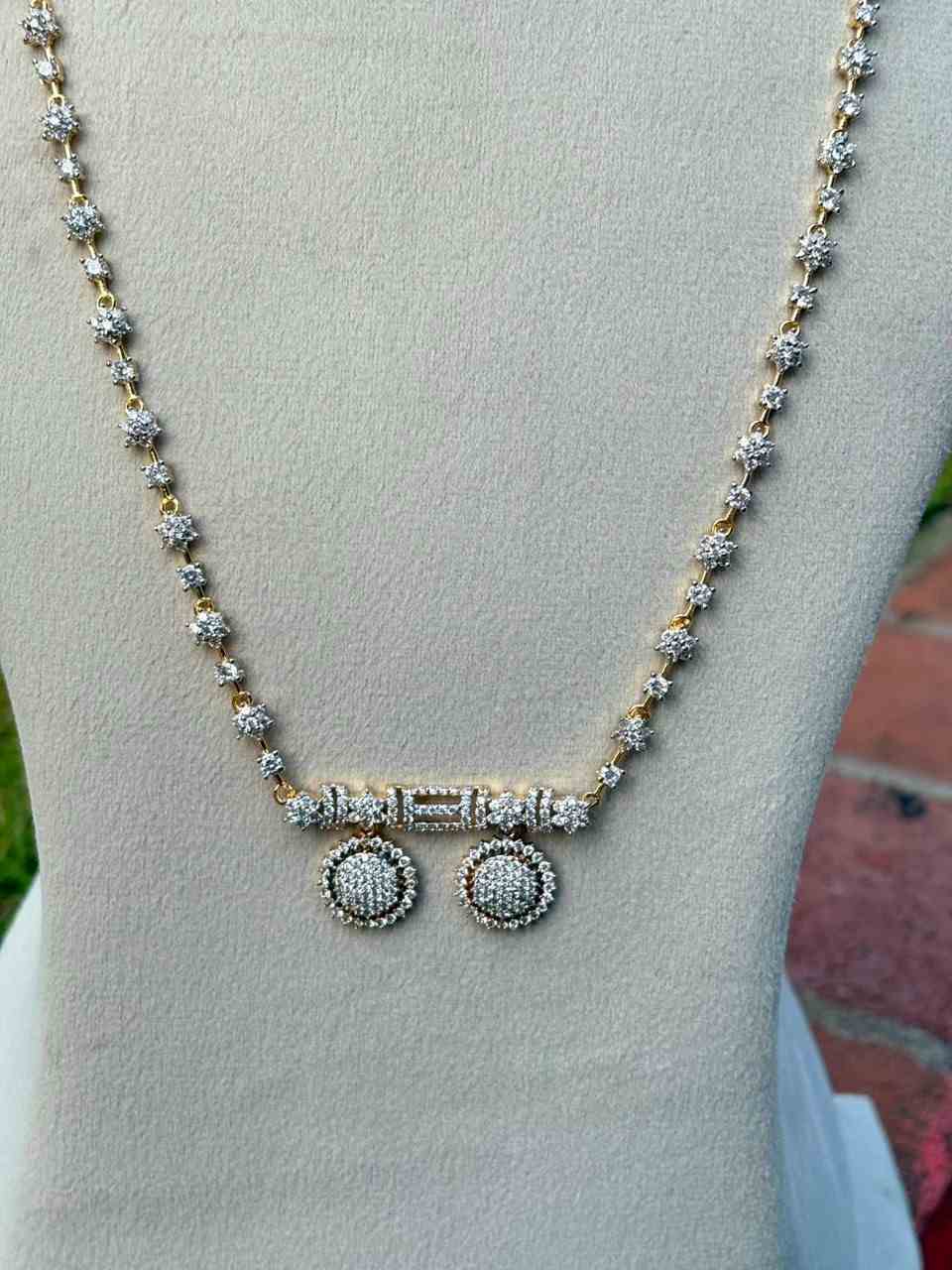 C032 Diamond Thali Chain 28 inches Dual tone GJ Polish