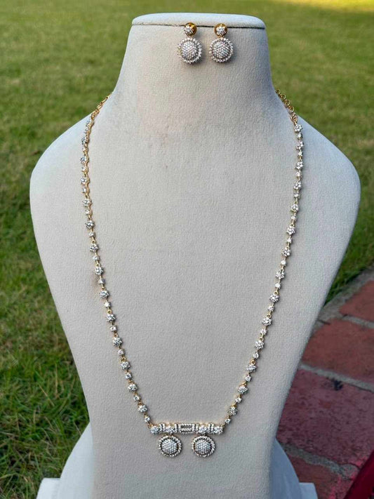 C032 Diamond Thali Chain 28 inches Dual tone GJ Polish