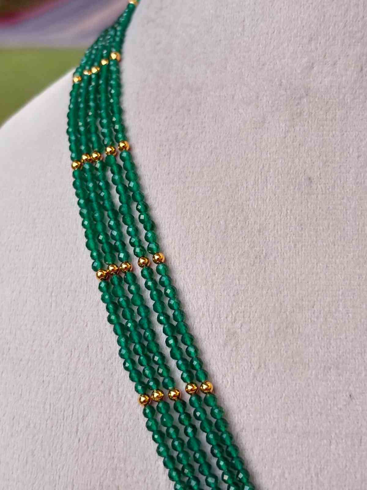 H0102 Green Crystal Bead Lakshmi Haram