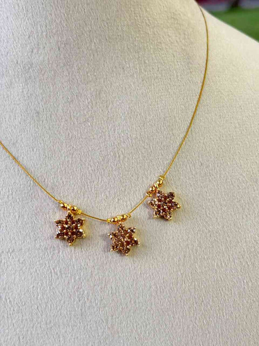 IN022 Cream color  Stone Flower Invisible Necklace