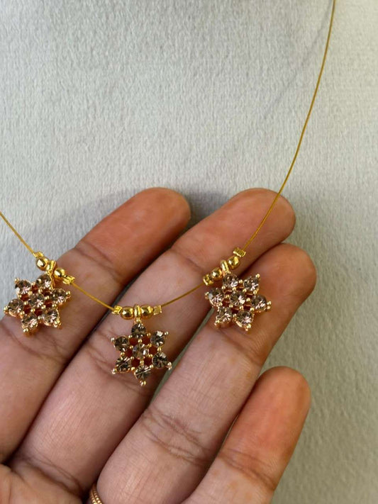 IN022 Cream color  Stone Flower Invisible Necklace
