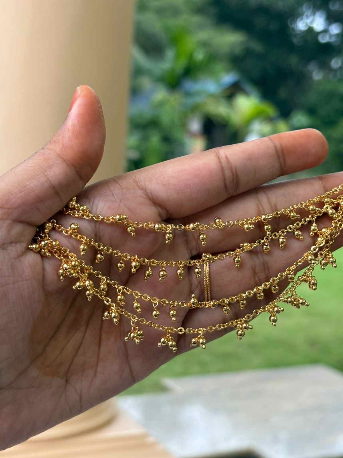 EC026 Premium 4 layer Gold Bead Ear chain