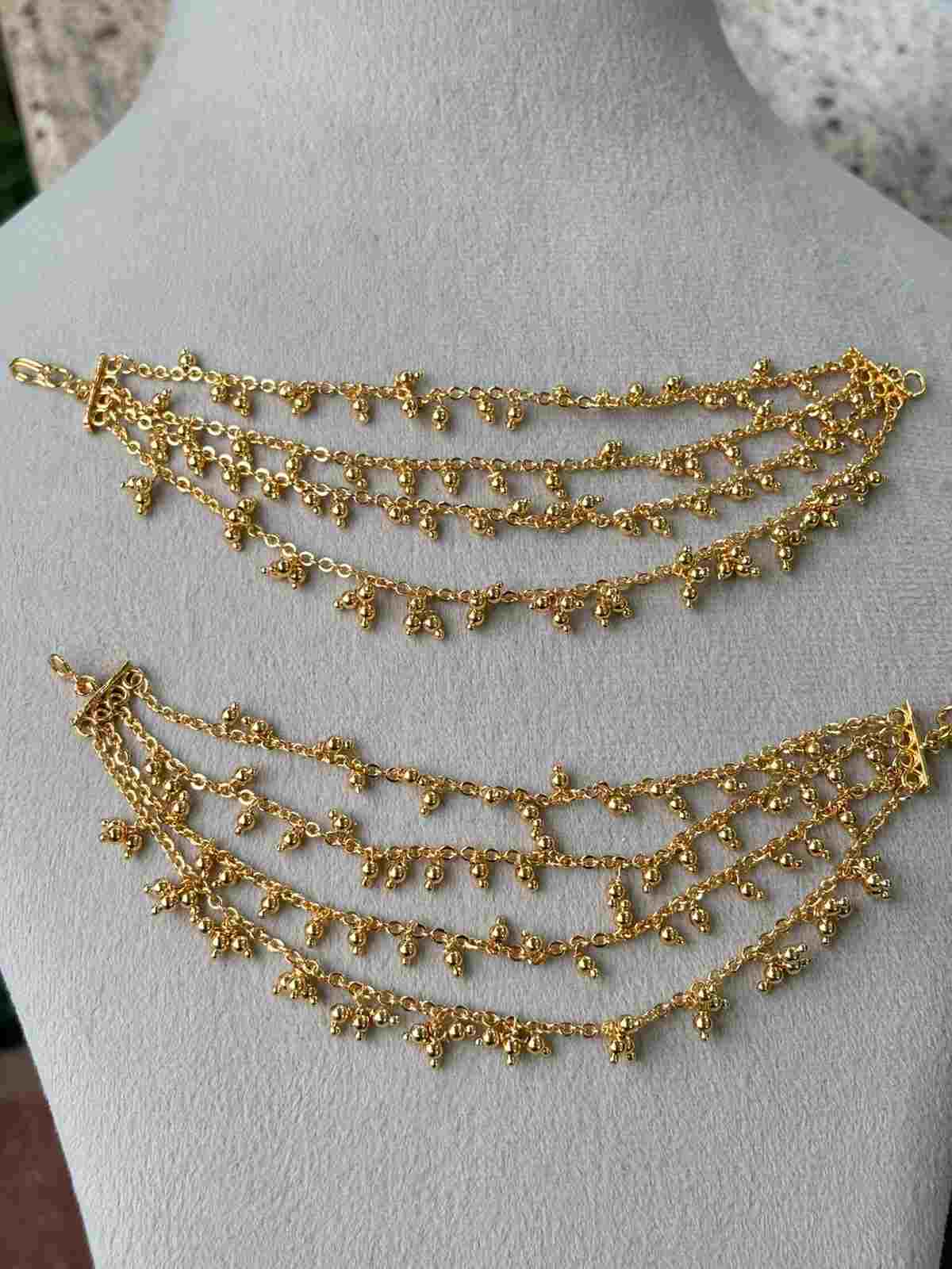 EC026 Premium 4 layer Gold Bead Ear chain